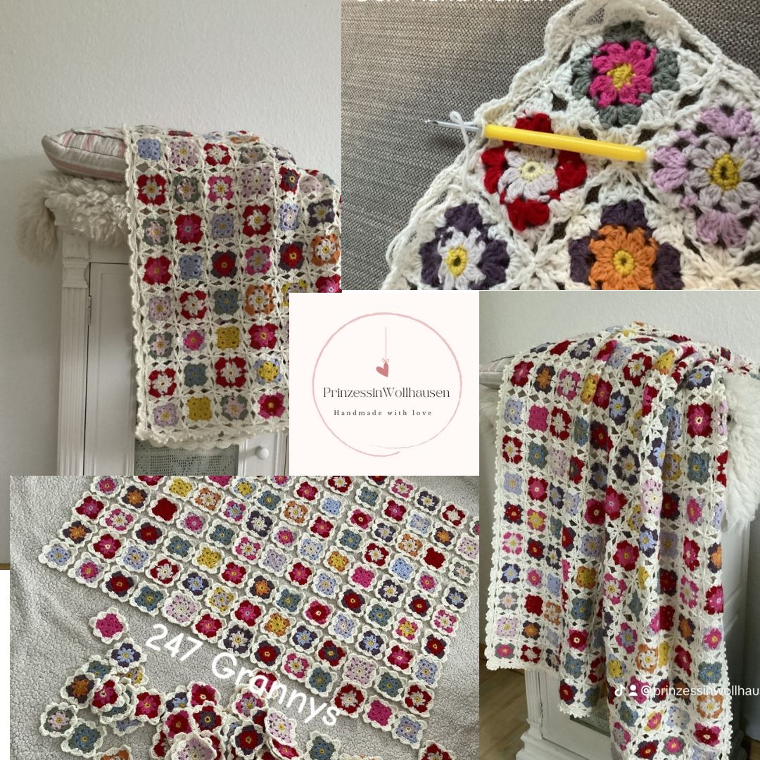 Bunte Granny-Square-Decken von PrinzessinWollhausen